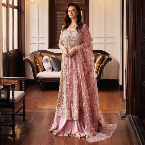 MUSHQ LUSTER PAKISTANI AUTHENTIC LUXURY DESIGNER COUTURE WEDDING FORMAL DRESS - Picture 1 of 17
